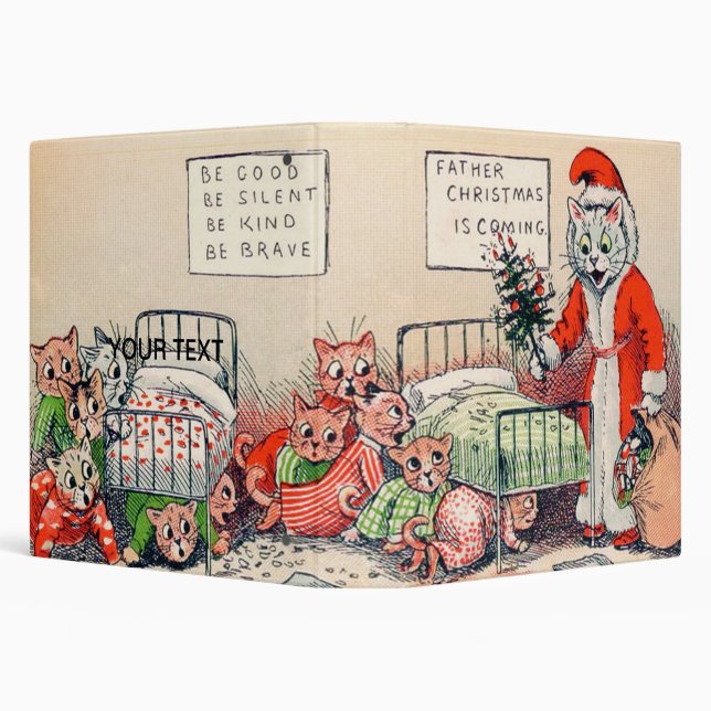 Kittens and Santa Cat, Louis Wain 3 Ring Binder (Background)