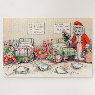 Kittens and Santa Cat, Louis Wain Jigsaw Puzzle