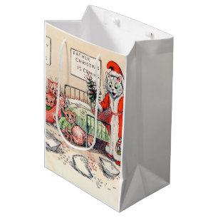 Kittens and Santa Cat, Louis Wain Medium Gift Bag