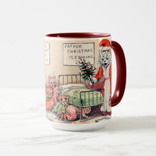 Kittens and Santa Cat, Louis Wain Mug