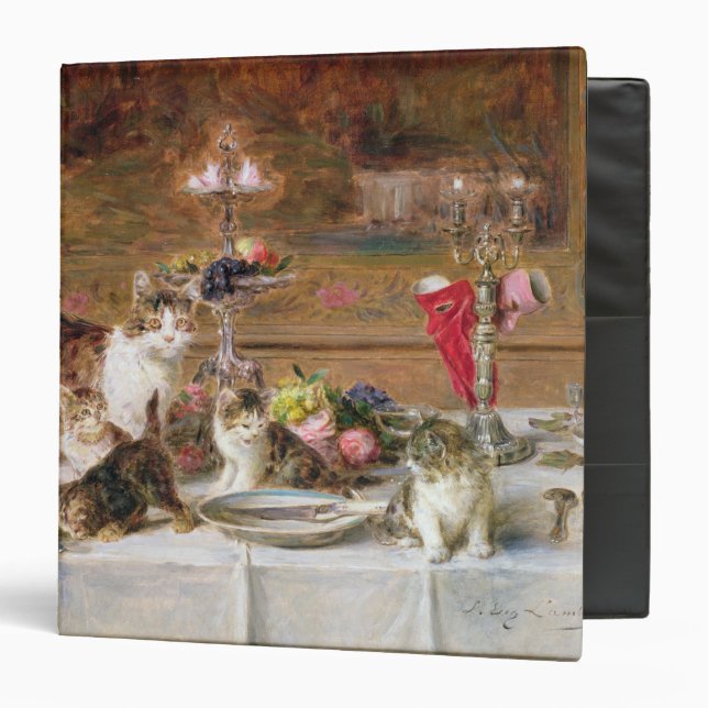 Kittens at a banquet, 19th century 3 ring binder (Front/Inside)