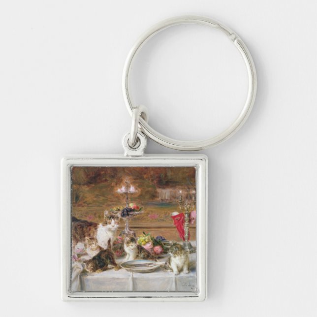 Kittens at a banquet, 19th century keychain (Front)