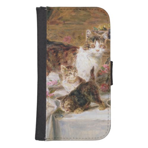 Kittens at a banquet 19th century phone wallet