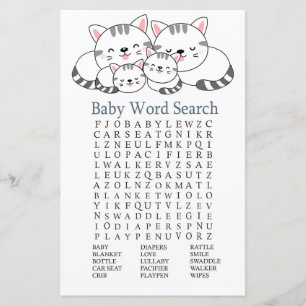 Kittens Baby Shower Word Search Game