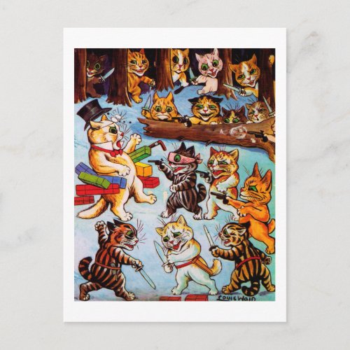 Kittens Bandits Louis Wain Postcard