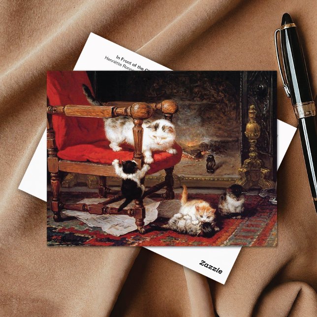 Kittens by Fireplace Henriëtte Ronner-Knip Postcard (Creator Uploaded)