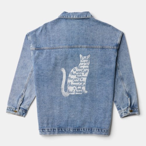 Kittens Cats  Owner Kitty Purr Meow Typographical  Denim Jacket
