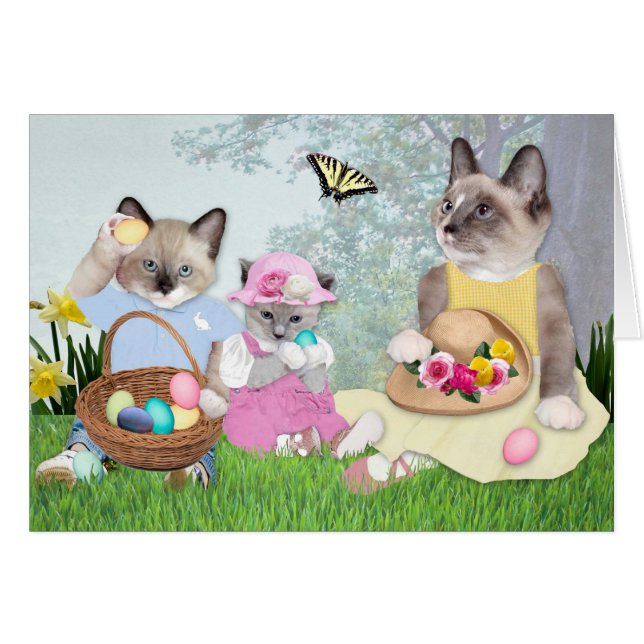 Kittens Easter Egg Hunt Greeting Card (Front Horizontal)