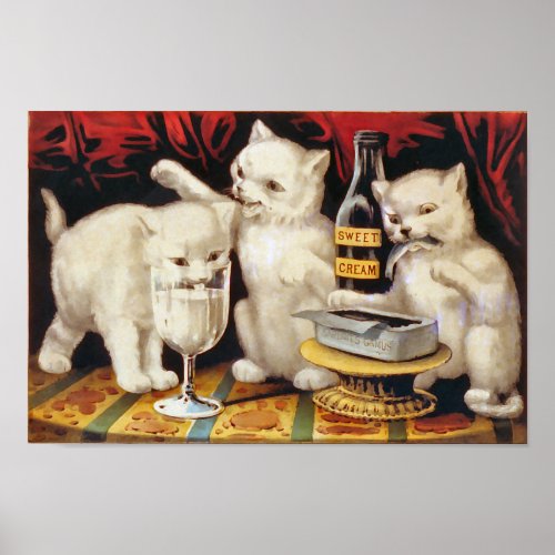 kittens enjoying a cat  feast poster