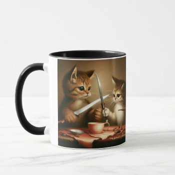 Kittens Fighting Over Coffee Mug by busycrowstudio at Zazzle