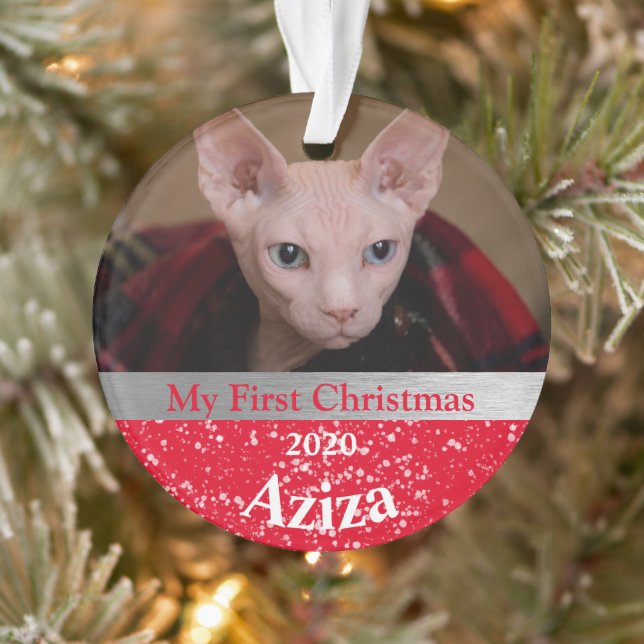 Kitten's First Christmas Photo Ornament (Tree)