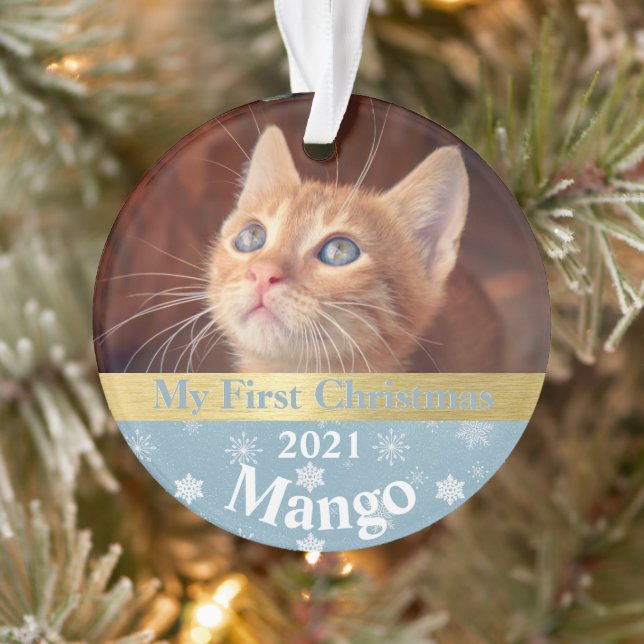 Kitten's First Christmas Photo Ornament (Tree)