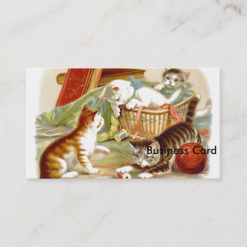 Kittens in a Basket playing Business Card