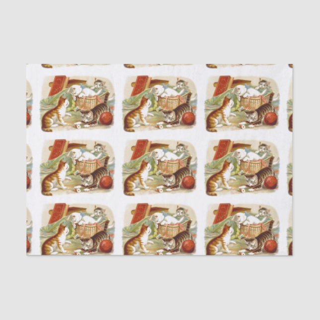 Kittens in a Basket Playing Tissue Paper (Front)