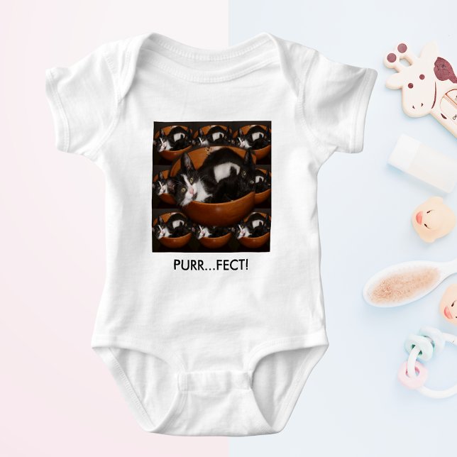 Kittens in a Bowl with Pattern Baby Bodysuit (Kittens in a Bowl with Pattern Baby Bodysuit)