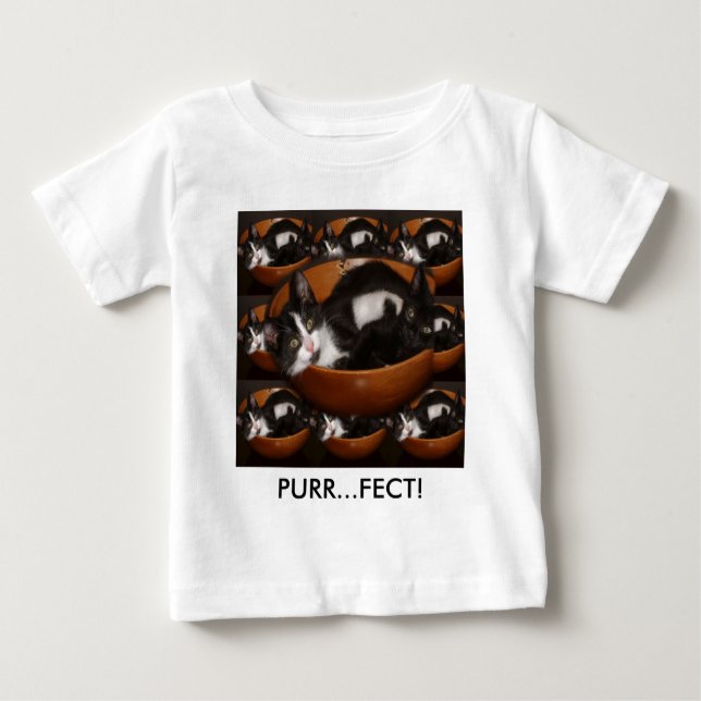 Kittens in a Bowl with Pattern Baby T-Shirt (Front)