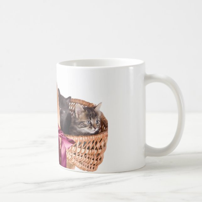 kittens in a wicker basket coffee mug (Right)