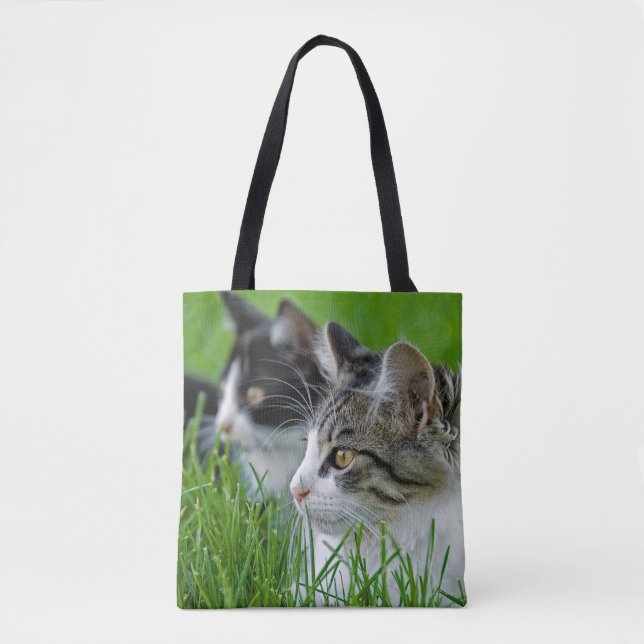 kittens in grass tote bag (Front)
