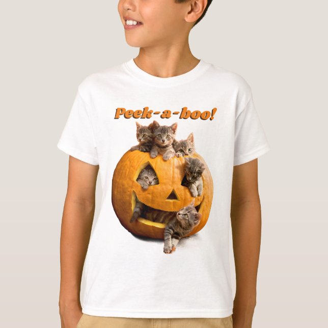 Kittens in Jack-o-Lantern T-Shirt (Front)