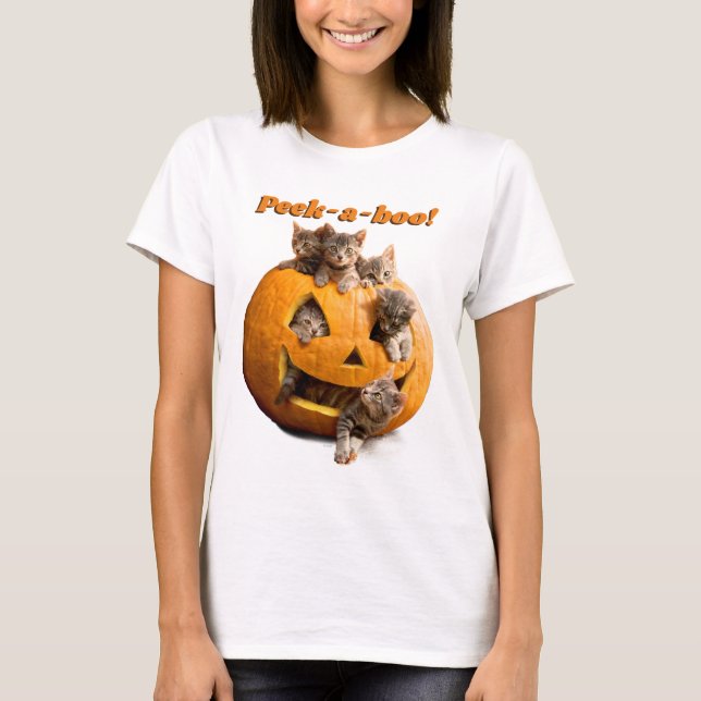 Kittens in Jack-o-Lantern T-Shirt (Front)