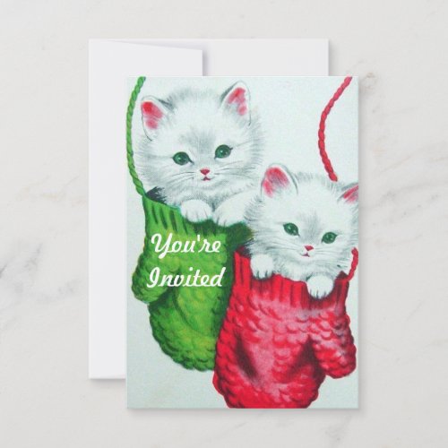 Kittens in Mittens Merry Christmas Invitation