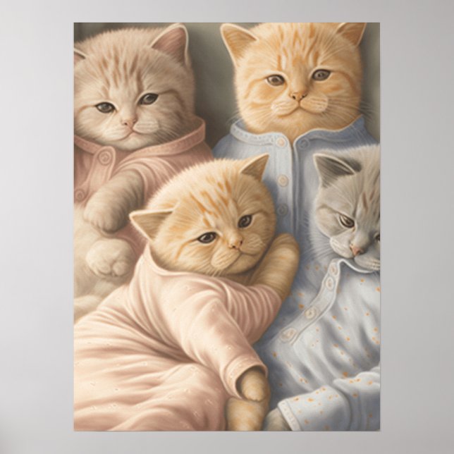 Kittens in pajamas poster print (Front)