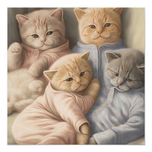 Kittens in pajamas poster print (Front)