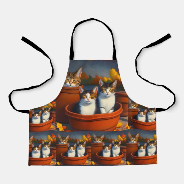 Kittens In Pots, Kids Full Print Apron (Front)