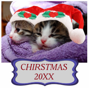 Kittens in Santa Hats Christmas 20XX Ornament