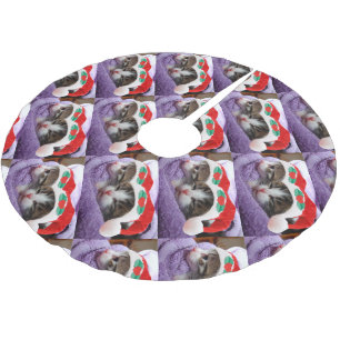 Kittens in Santa Hats Christmas Pattern Tree Skirt