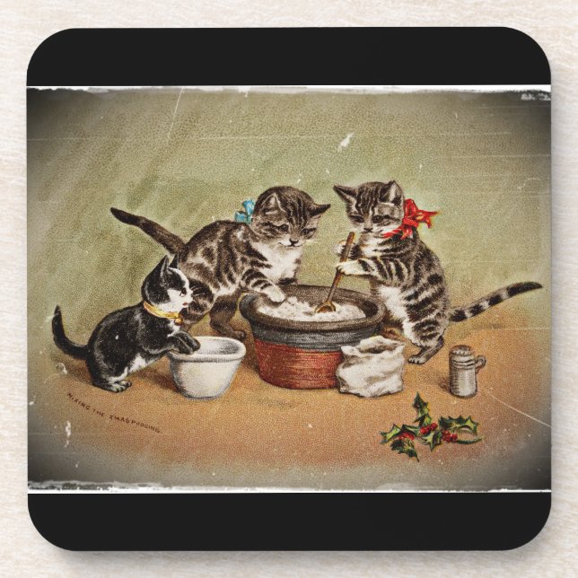Kittens Making Pudding Beverage Coaster (Front)