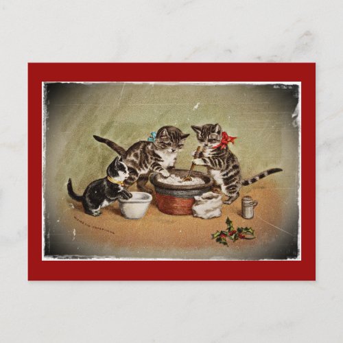 Kittens Making Pudding Postcard