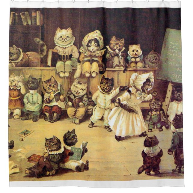 Kittens of a Cat's School, Louis Wain Shower Curtain (Front)
