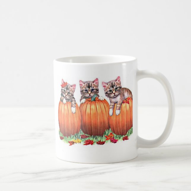 Kittens on Pumpkins for Halloween Coffee Mug (Right)