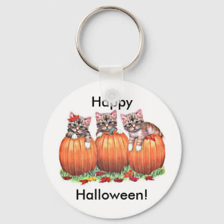 Kittens on Pumpkins for Halloween Keychain