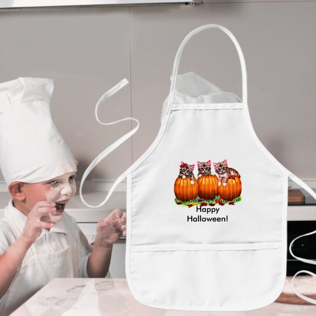 Kittens on Pumpkins for Halloween Kids' Apron (Kittens on Pumpkins for Halloween Kids' Apron)
