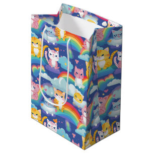 Kittens on Rainbows Little Girl's Birthday Medium Gift Bag