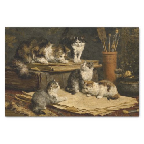 Kittens Painting by Carl Reichert Tissue Paper