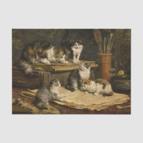 Kittens Painting by Carl Reichert Tissue Paper