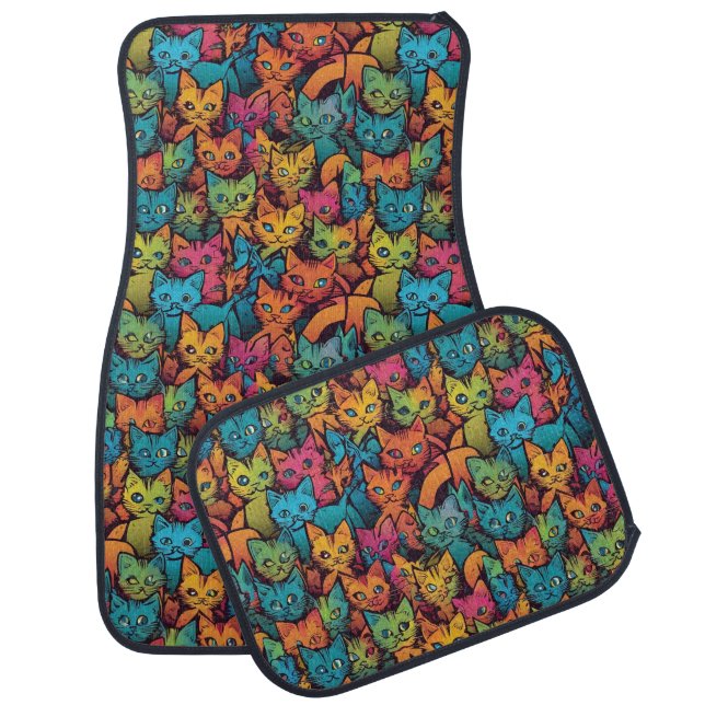 Kittens pattern car floor mat (Set)