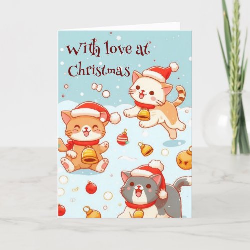 Kittens Playing in the Snow Christmas Card