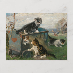 Kittens Playing Julius Adam the Younger Postcard