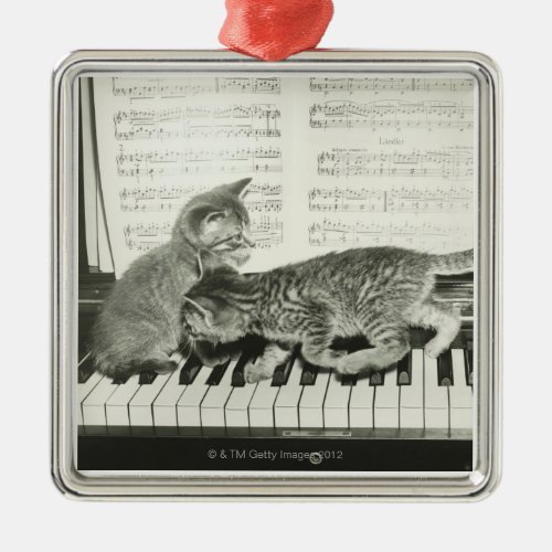 Kittens Playing the Piano Metal Ornament