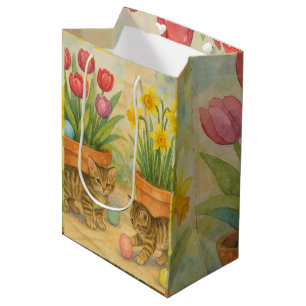 Kittens Playing with Easter Eggs  Medium Gift Bag