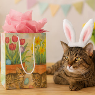 Kittens Playing with Easter Eggs  Medium Gift Bag