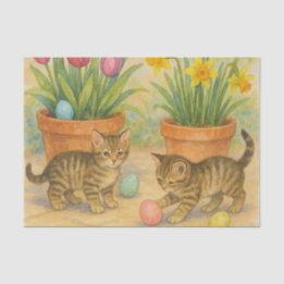 Kittens Playing with Easter Eggs  Tissue Paper