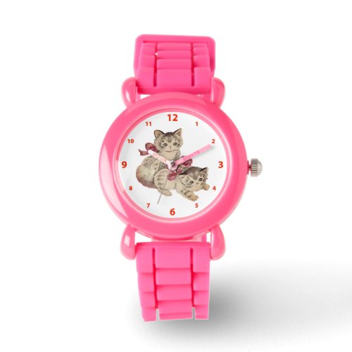 Kittens Red Bow  Roses Watch