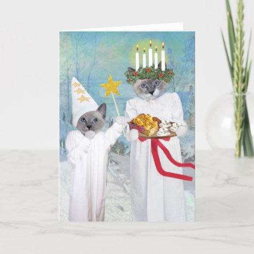 Kittens Santa Lucia Greeting Card