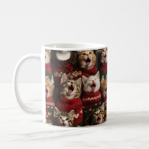 Kittens Singing OChristmas Tree In Sweaters 2 Coffee Mug