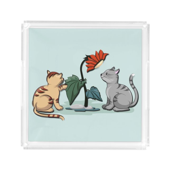 Kittens Summer Delight Flower Game Acrylic Tray (Front)